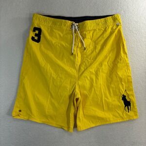Polo Ralph Lauren Big Pony Swim Trunks Men 2XB Yellow Board Shorts Mesh Lined